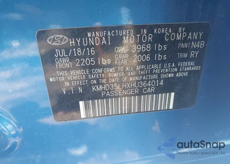 2017 Hyundai Elantra Gt z USA, uszkodzony, nr VIN KMHD35LHXHU364014